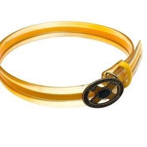 Matsuda Monsieur Nicole Vtg Yellow Vinyl Belt Buckle Japan 25 - 28" Adjustable